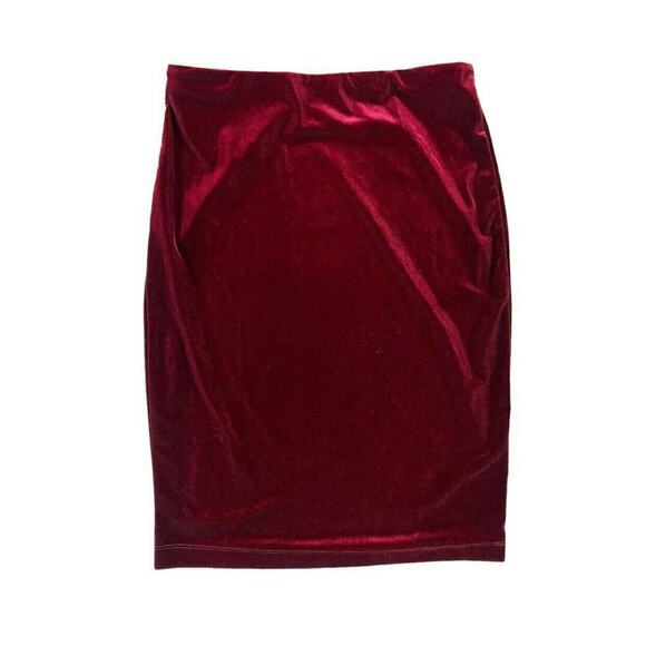 Sanctuary Red Velvet Velour Pencil Skirt Medium M - Picture 1 of 10